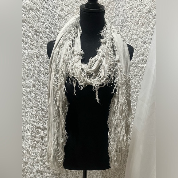 WINTER LENNON Accessories - Winter Lennon Silver BOHO Scarf, 80”X 26”